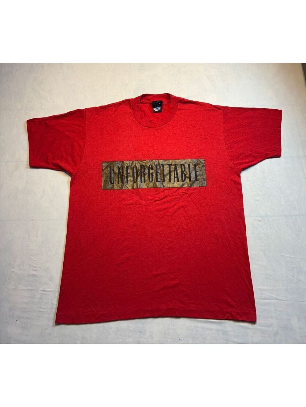 Red 'UNFORGETTABLE' Graphic T-Shirt Made in Canada by Screen